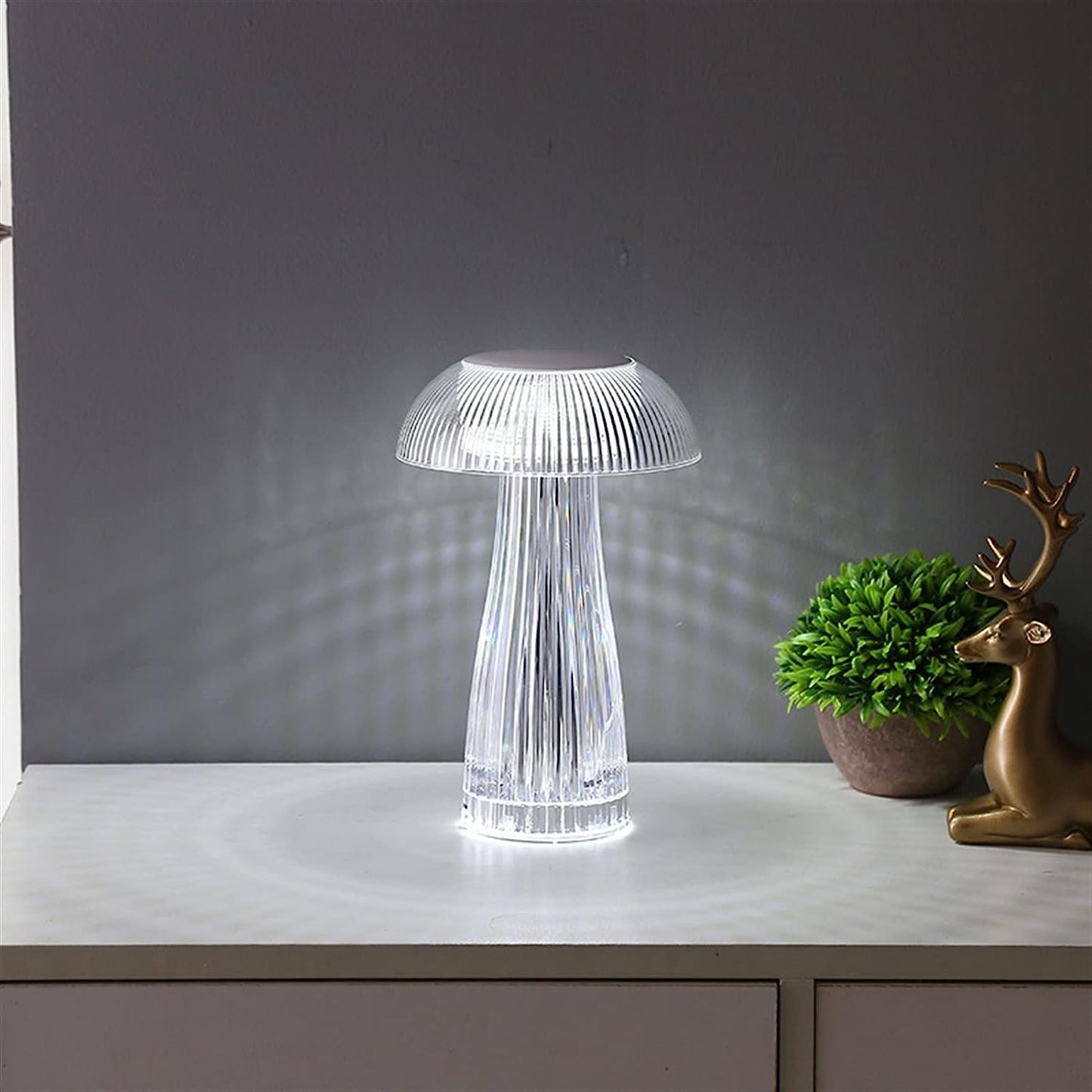 Crystal Jellyfish Shape LED Table Lamp With Touch Control (10 inch )