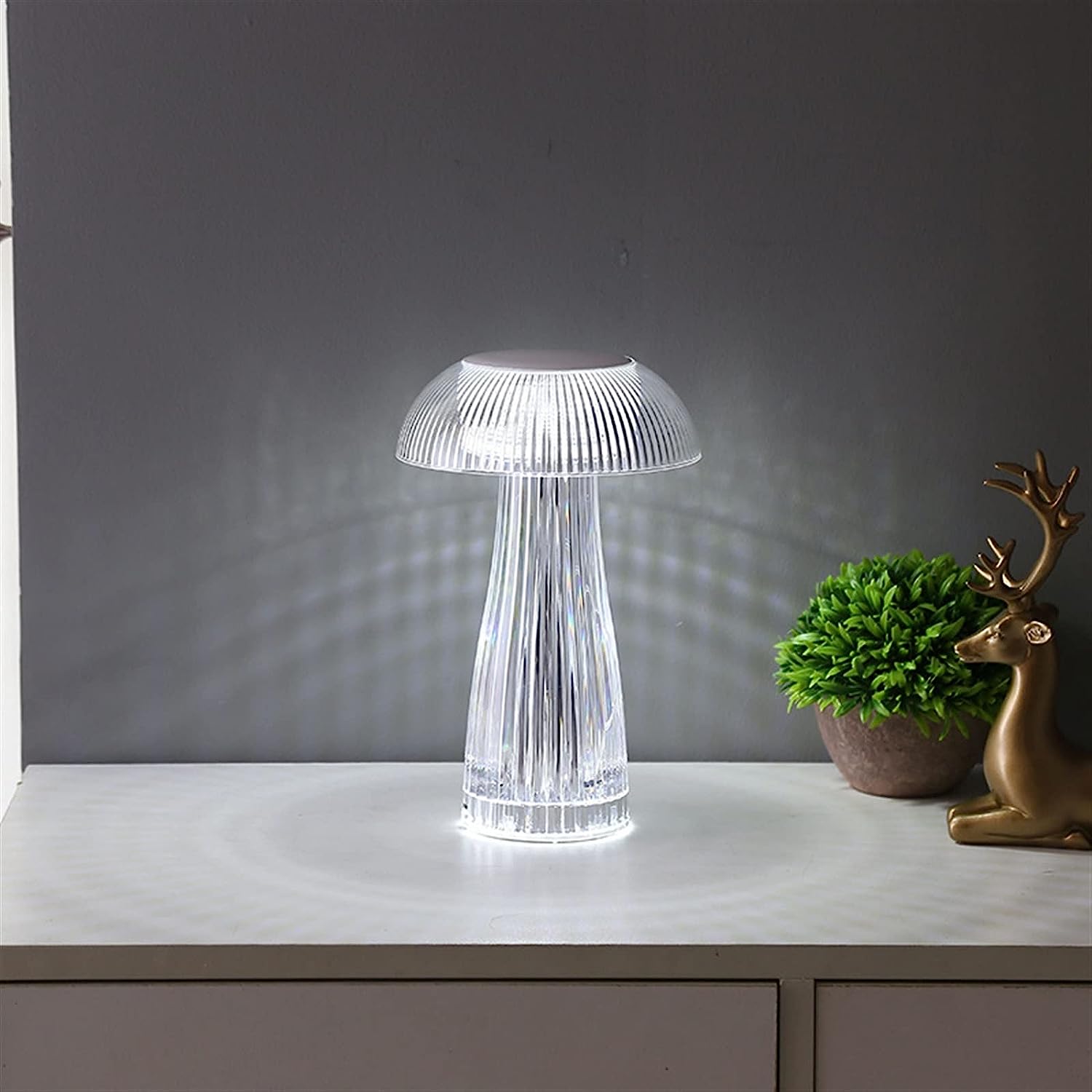Crystal Jellyfish Shape LED Table Lamp With Touch Control (10 inch )