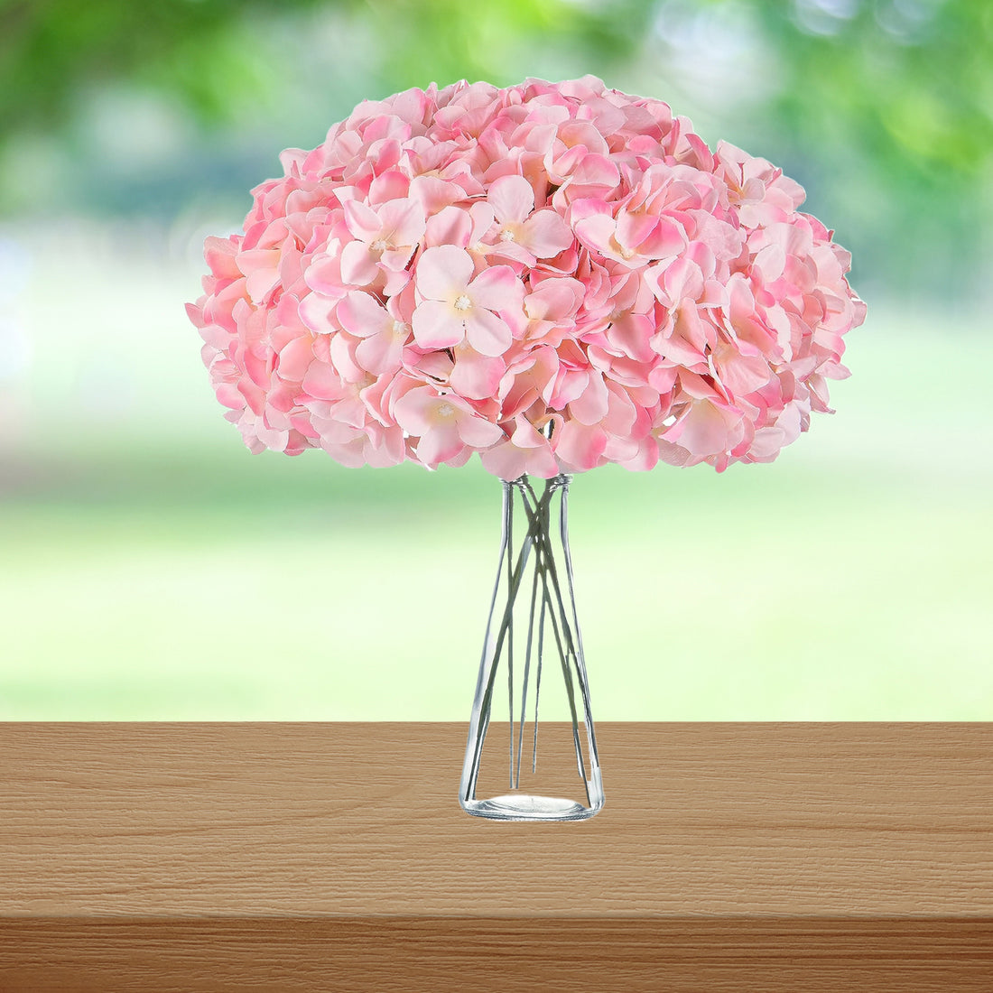 Artificial Real Touch Faux Hydrangea Flower - Pink (13 inch, Pack of 3, Flower Bunch)