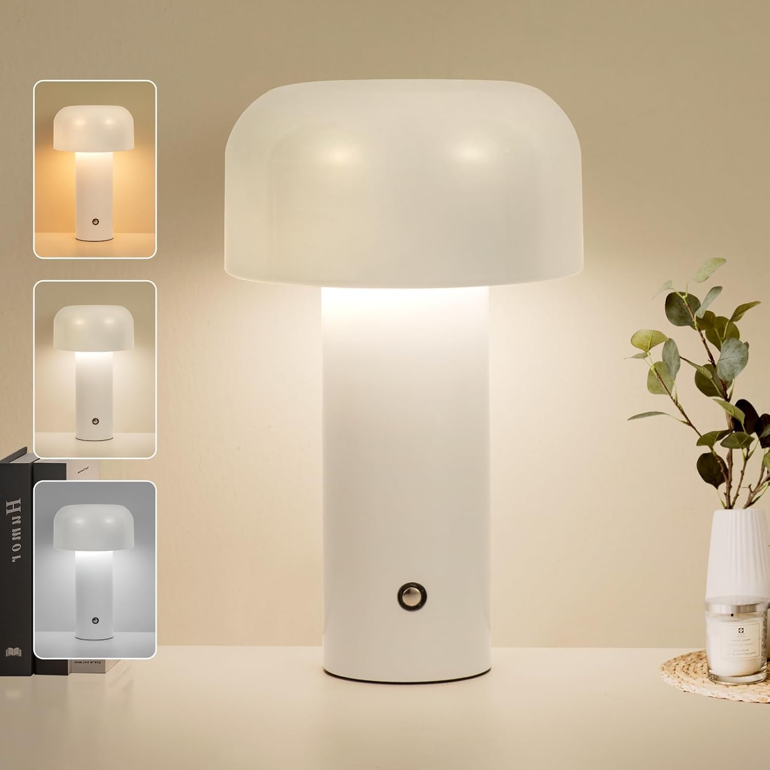 Cute Mushroom Table Lamp - White