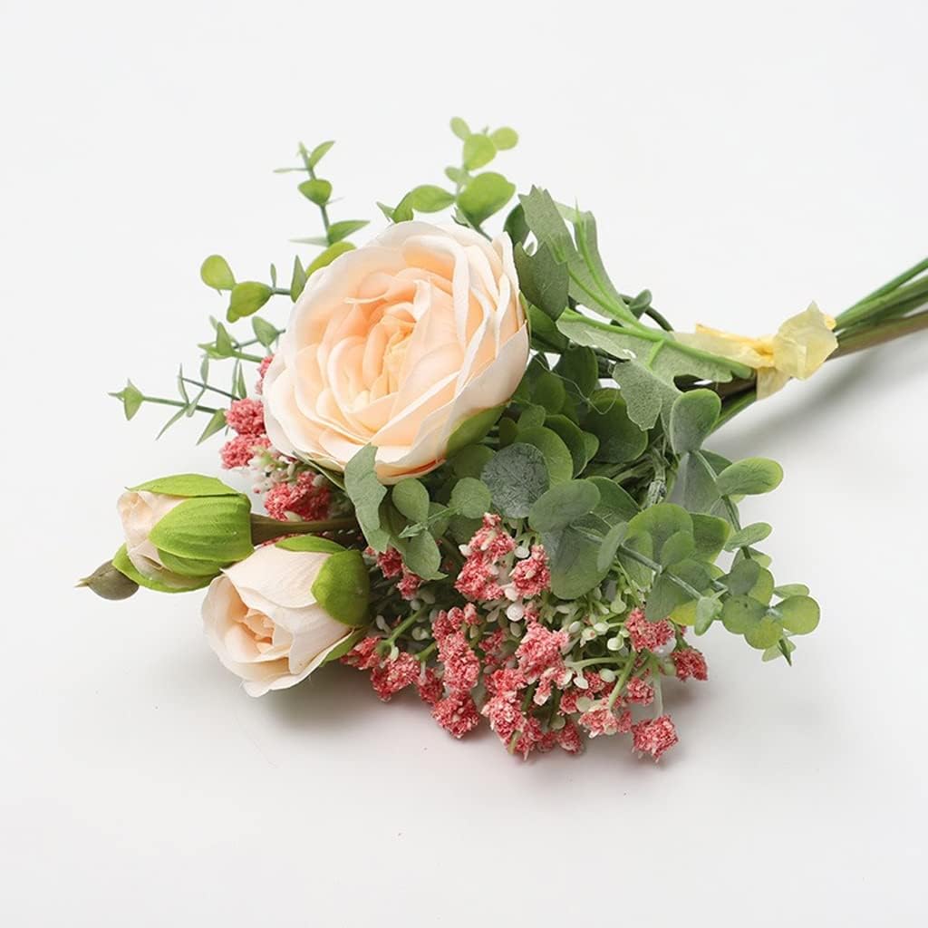 Artificial Fake Silk Flower Arrangement - Pink (14 inch, Pack of 7, Flower Bunch)