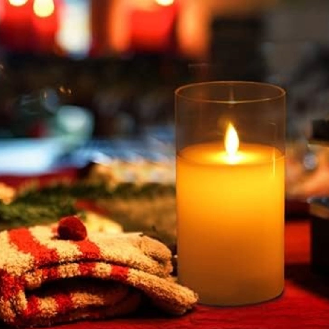 Acrylic Glass Battery Operated Flameless Led Candles ( 4.9 inch , Gold)