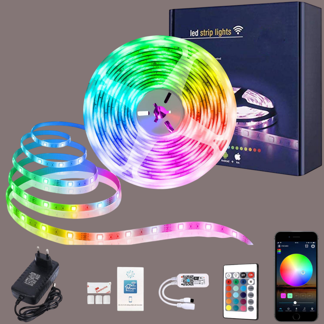 150 LED's Rope Strip Light - 5 Meter (Smart Wi-Fi Control + IR Remote)