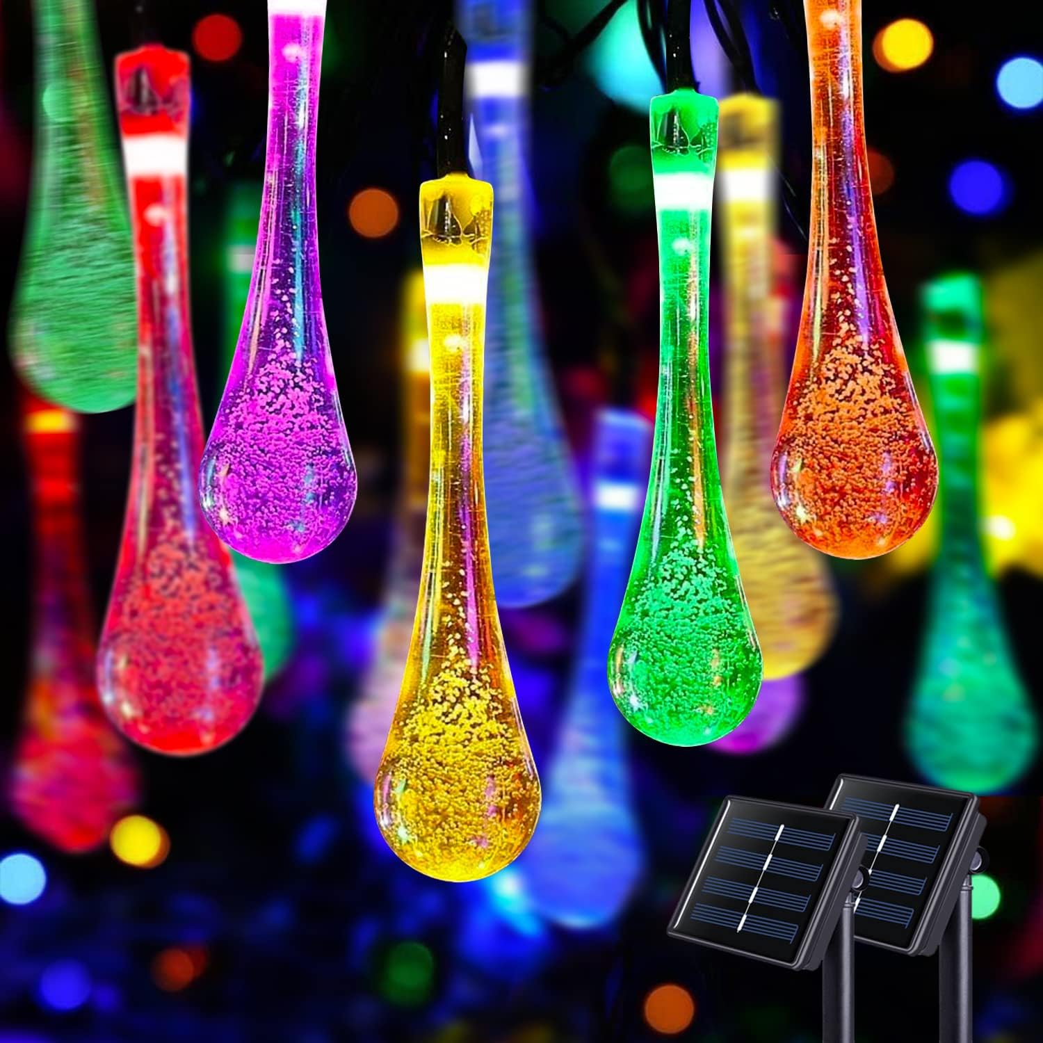 30 LED Waterdrop Design Solar Lights- 6 Mtr ( Multicolor )