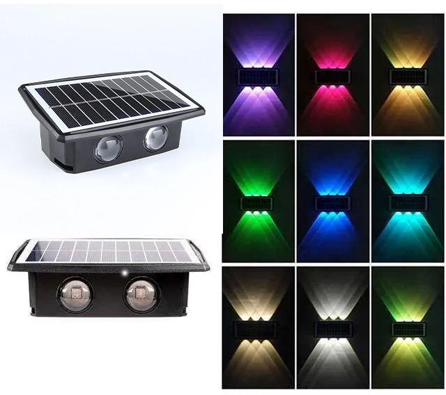 LED Solar Powered Wall Fence Light - Multicolor