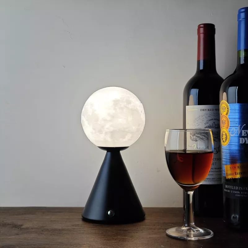 Creative Cone Table Moon Lamp- Black