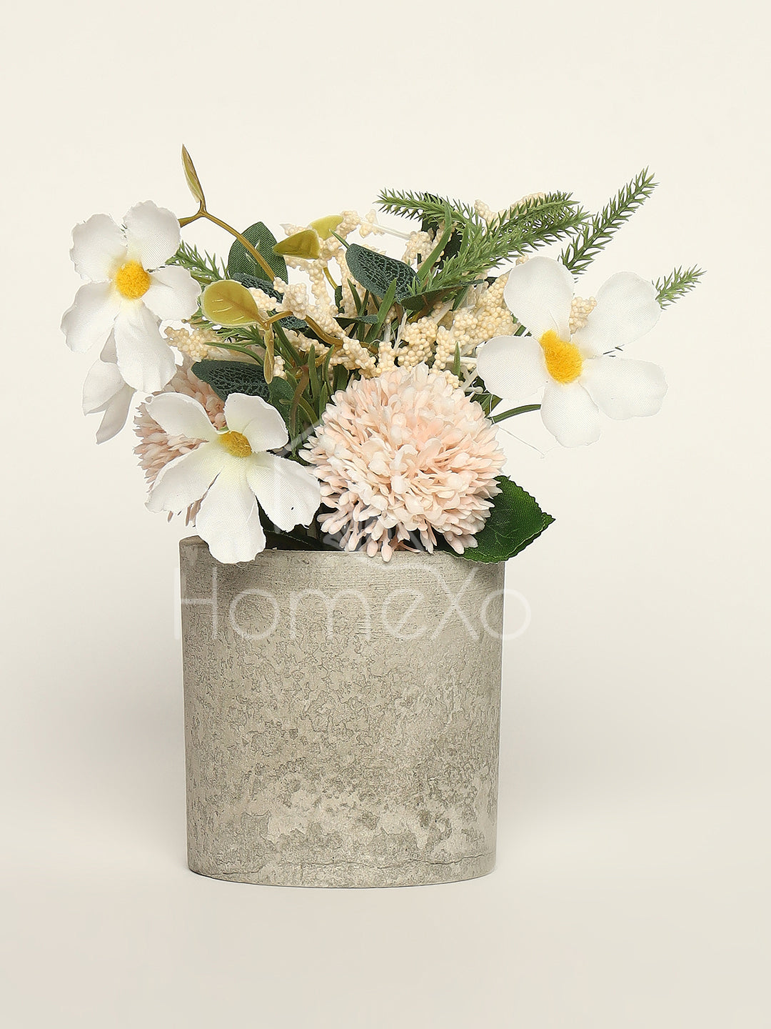Artificial Flower Bouquet With Stonepot - Pink