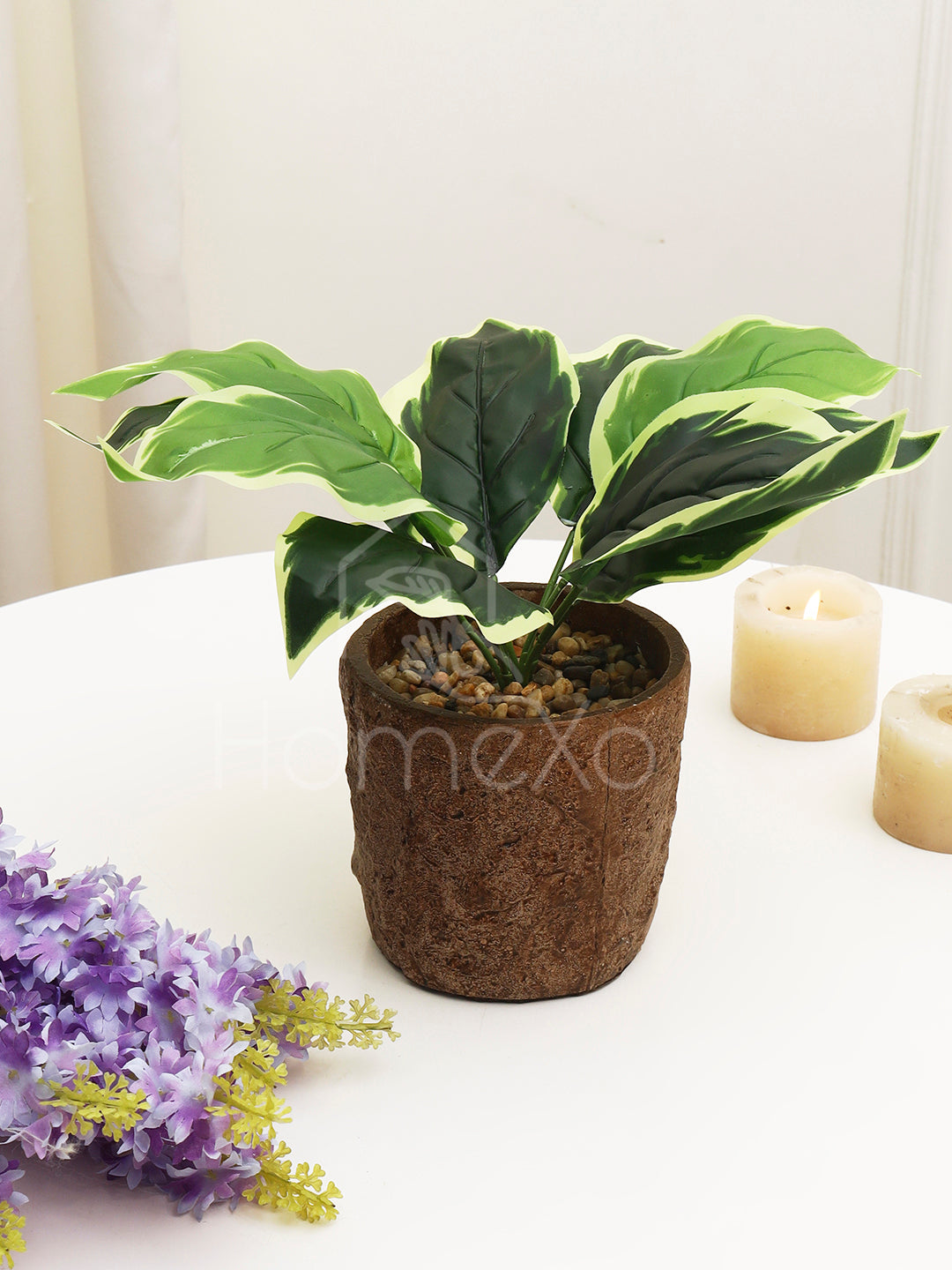 Artificial Green Leaf Plant With Stonepot