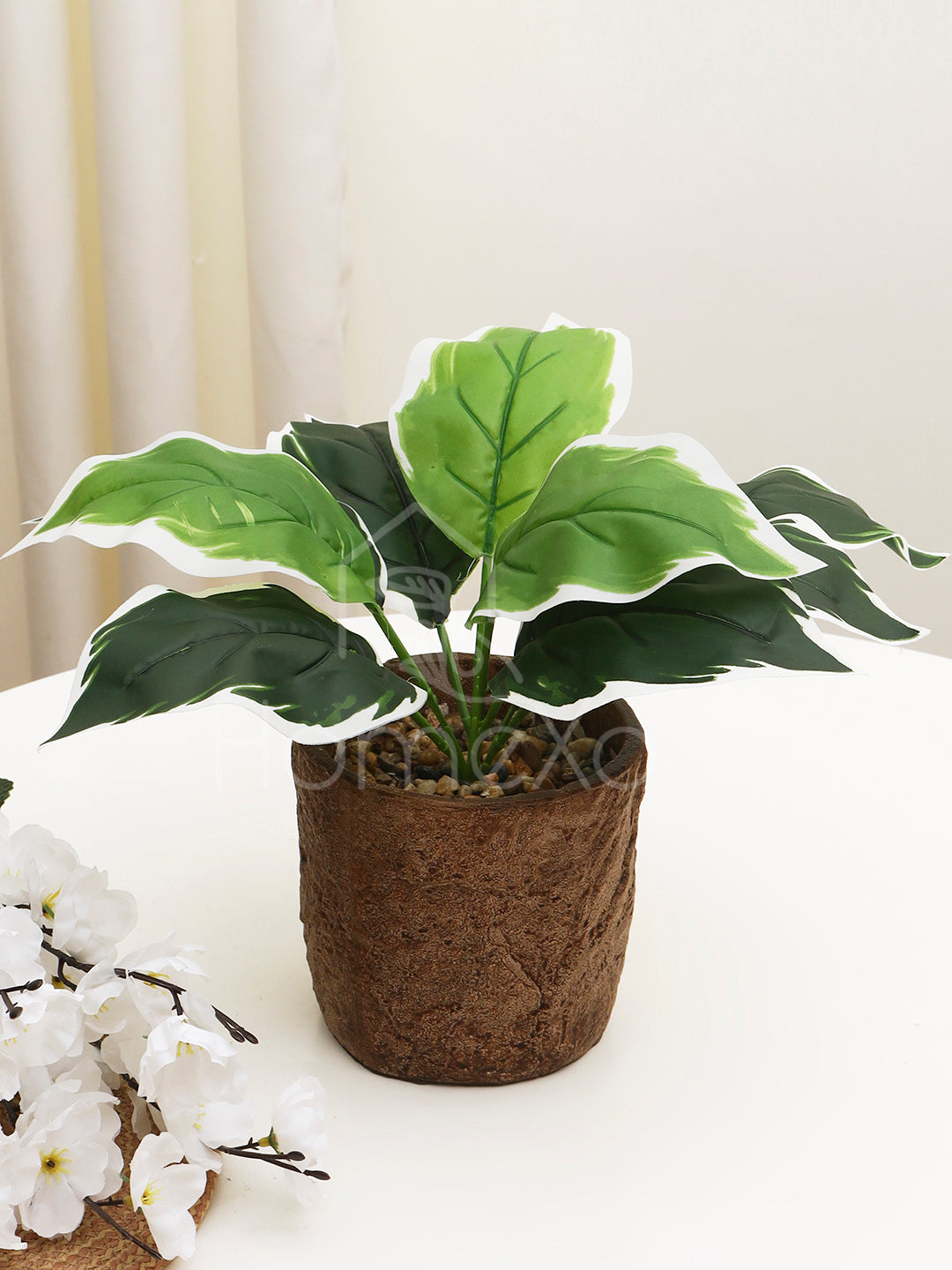 Artificial Green Leaf Plant With Stonepot