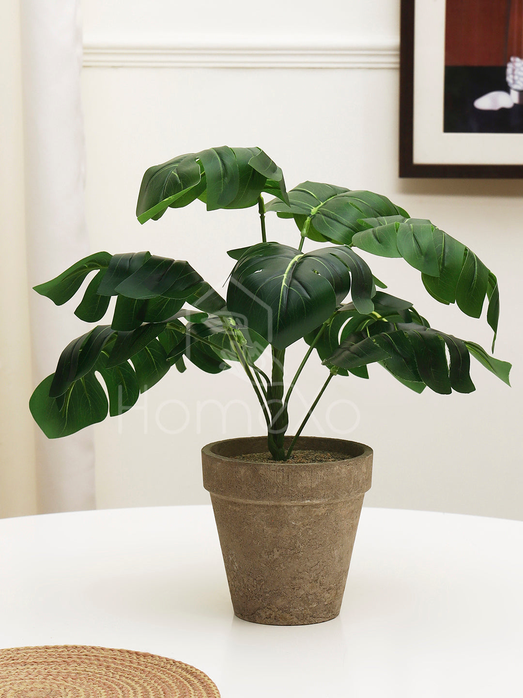 Artificial Green Monstera Plant With Stonepot