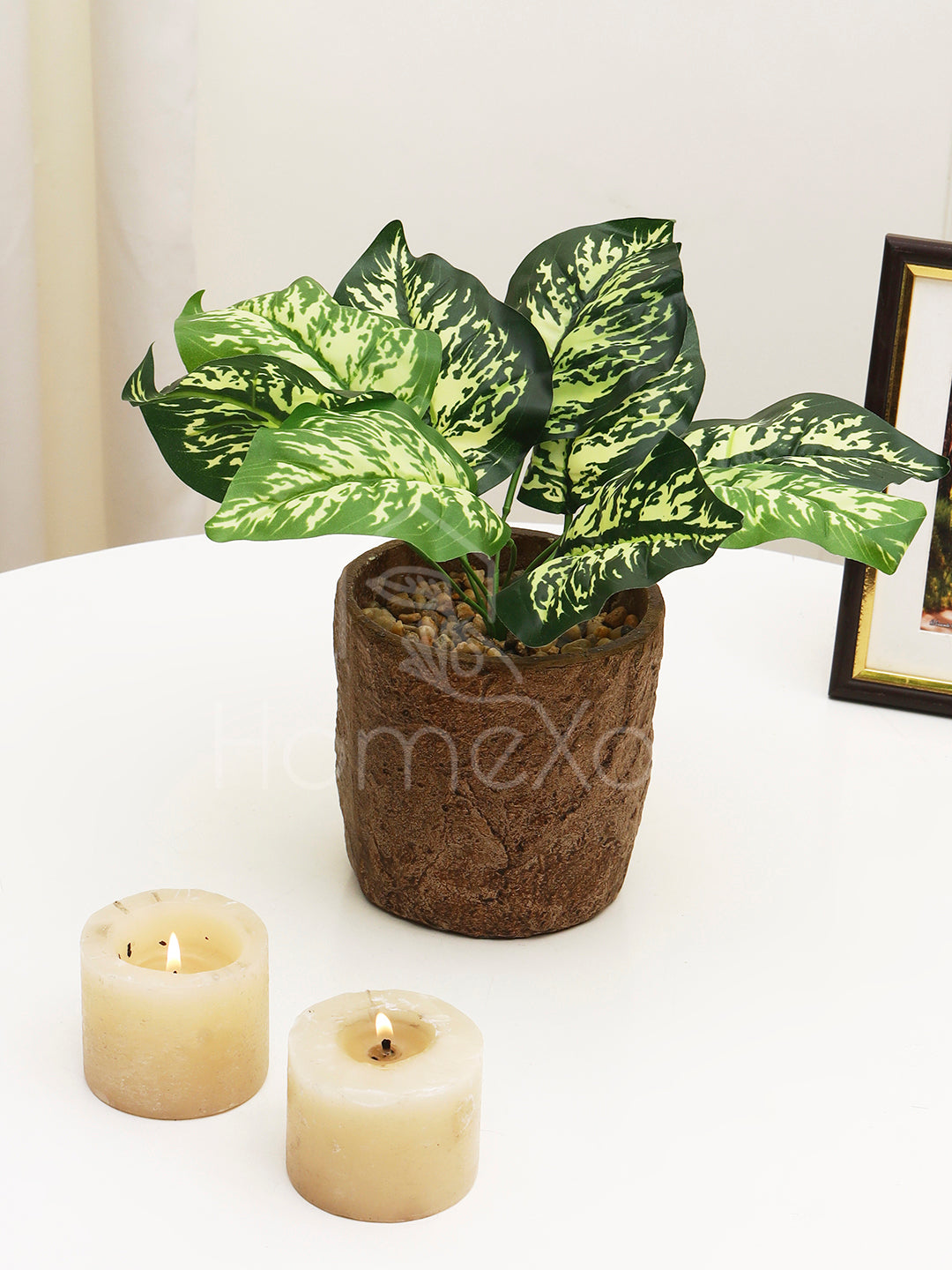Artificial Green Leaf Plant With Stonepaot