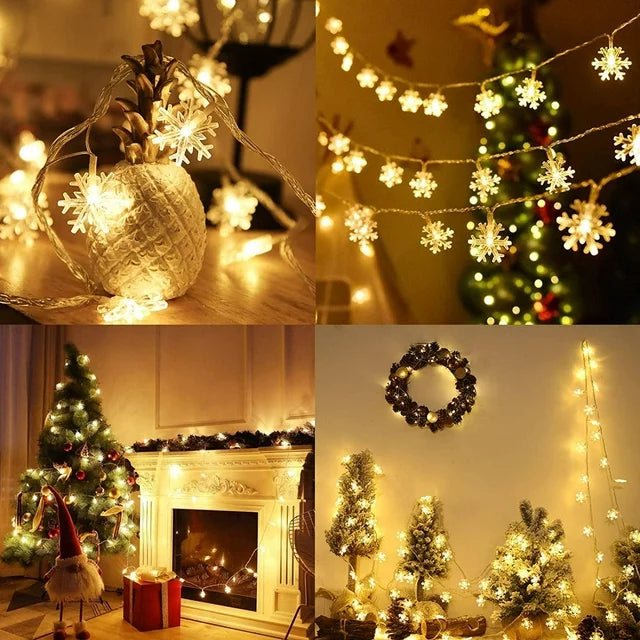 16 LED Snow LED String Fairy Lights - 3 Mtr ( Warm White )