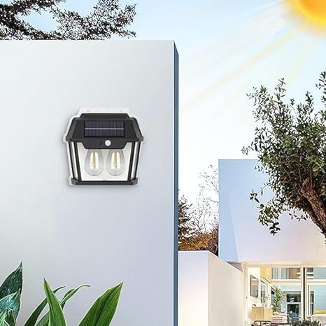 Solar Powered Outdoor Wall LED Lamp With Motion Sensor ( Black )