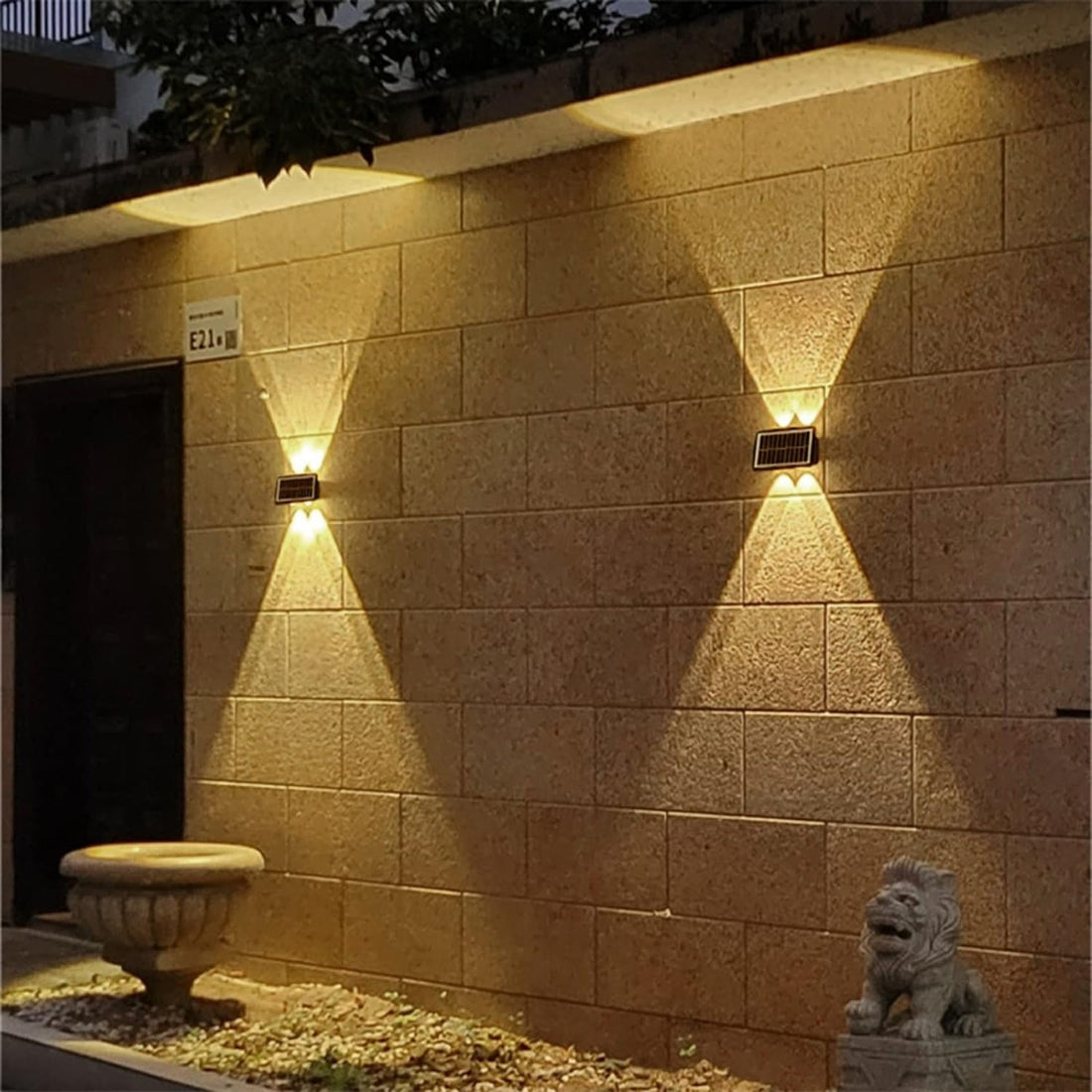 LED Solar Powered Wall Fence Light - Warm White
