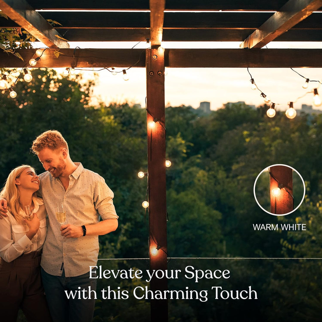 Solar Powered 25 Bulbs String Lights With Remote (8.2 m , Warm White )