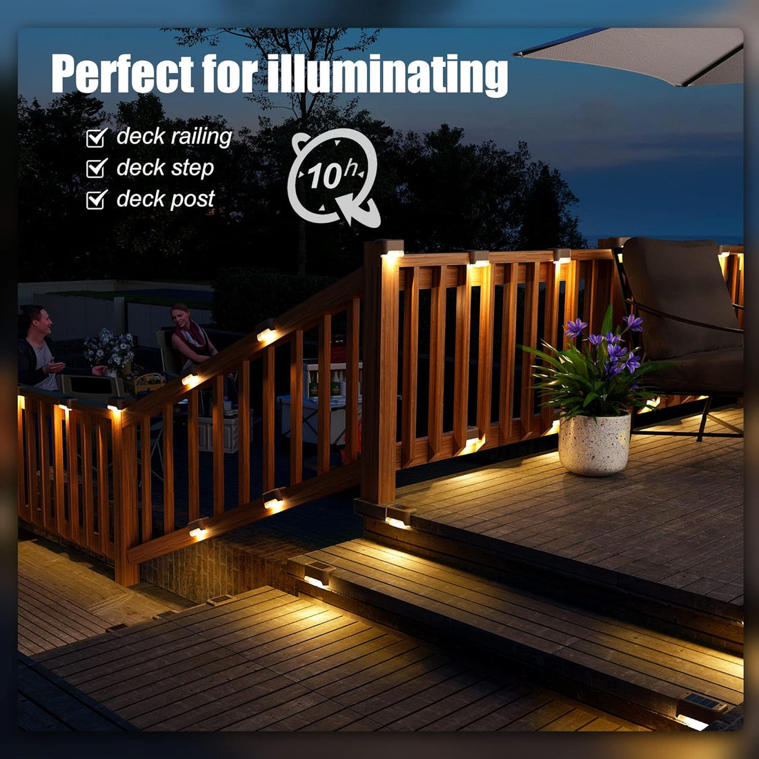 Solar Outdoor Deck Lights  - Warm White ( Pack of 4 )