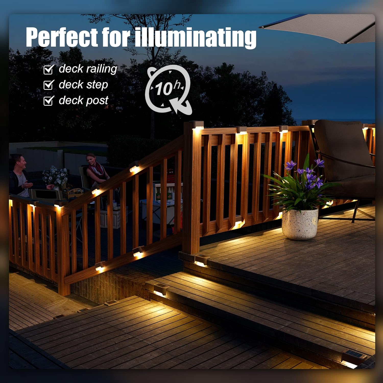 Solar Outdoor Deck Lights  - Warm White ( Pack of 4 )