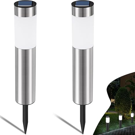 Aluminum Solar Bollard Pathway Lights (Pack of 2)
