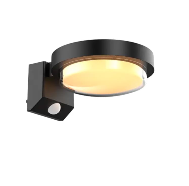 Modern Black Outdoor Solar Wall Light with Motion Sensor ( Round )