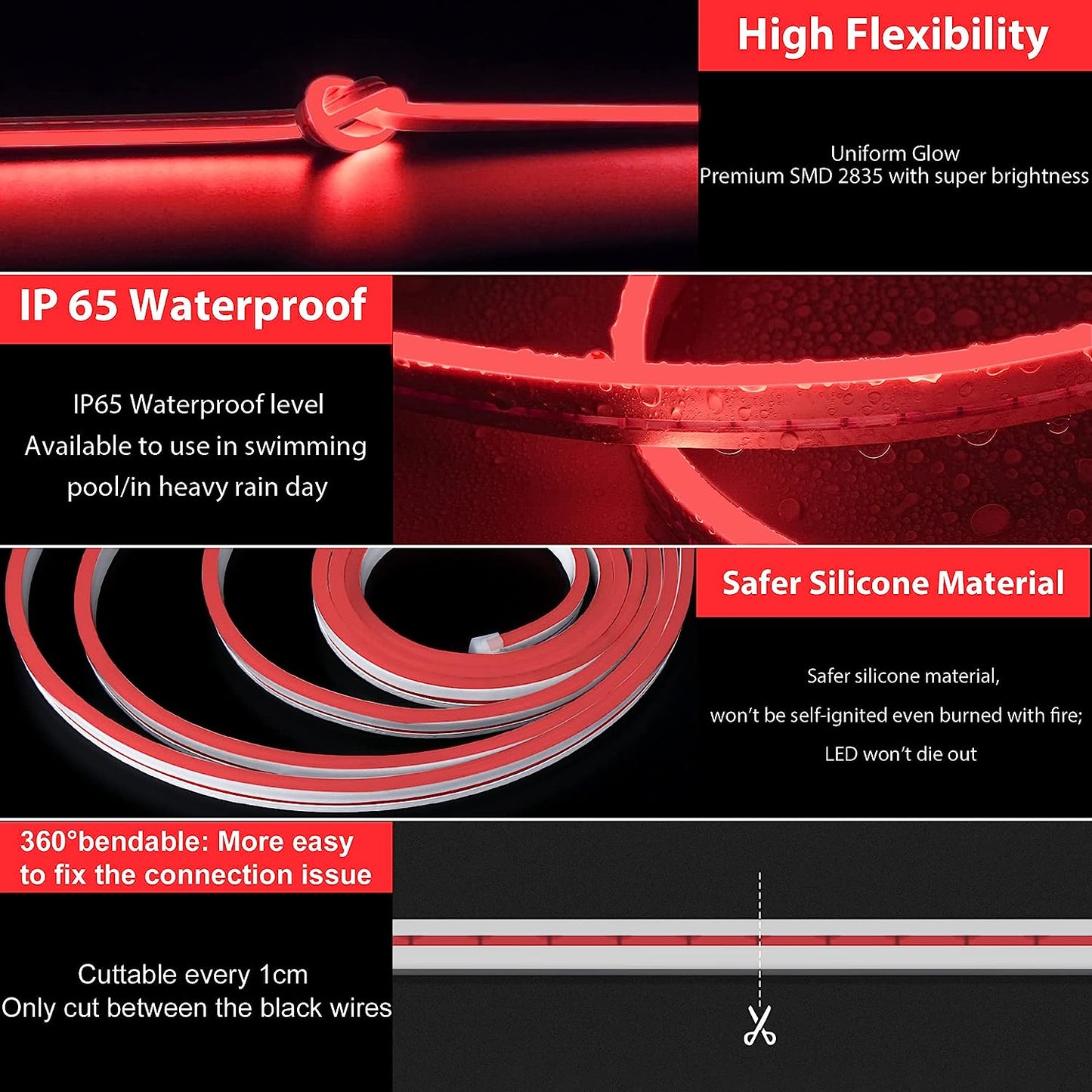 LED Neon Strip Lights - 5 Meter ( Red )