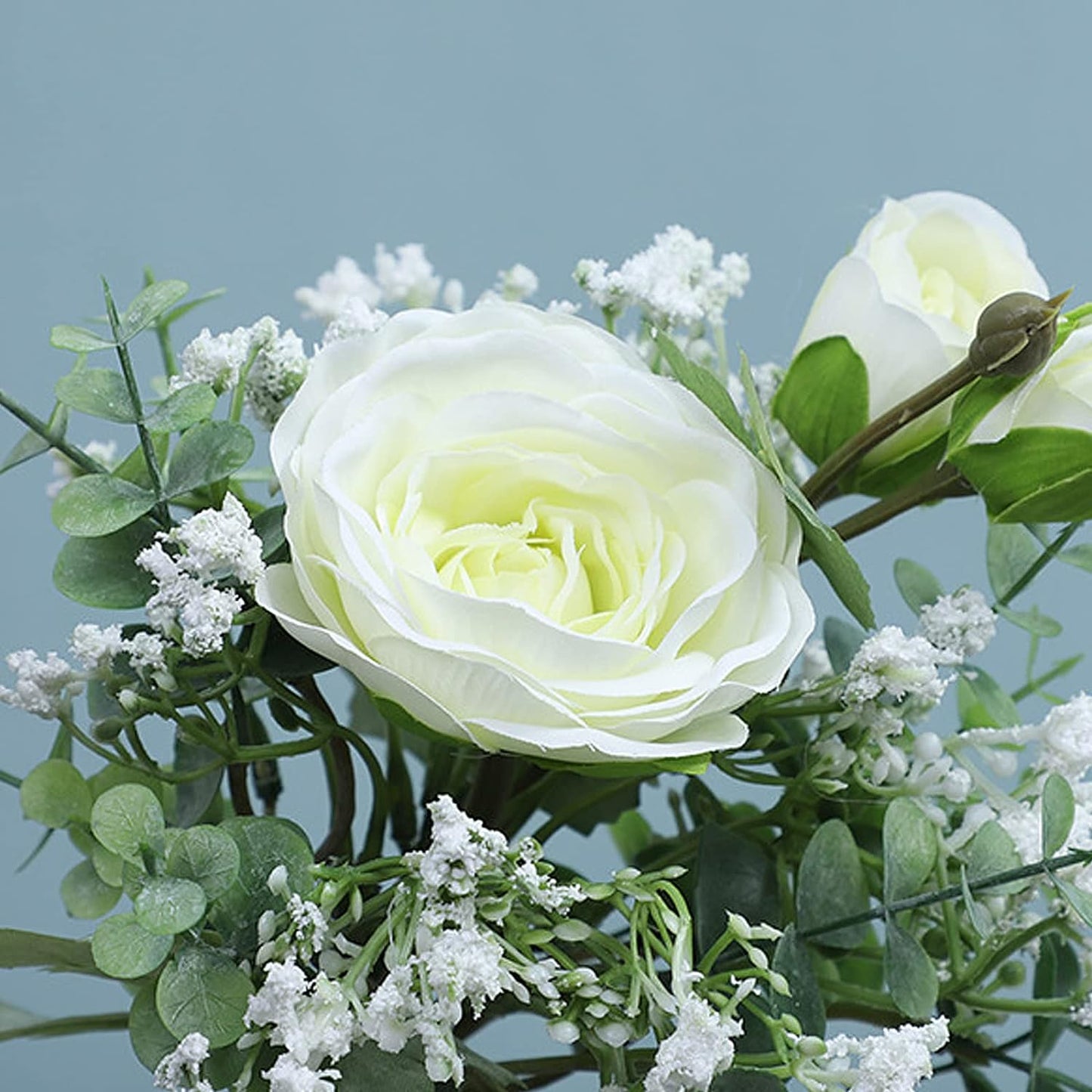 Artificial Fake Silk Flower Arrangement - White (14 inch, Pack of 7, Flower Bunch)