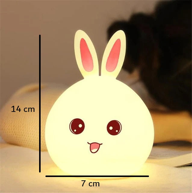 Soft Silicone Cute Bunny Night Light- Multicolor