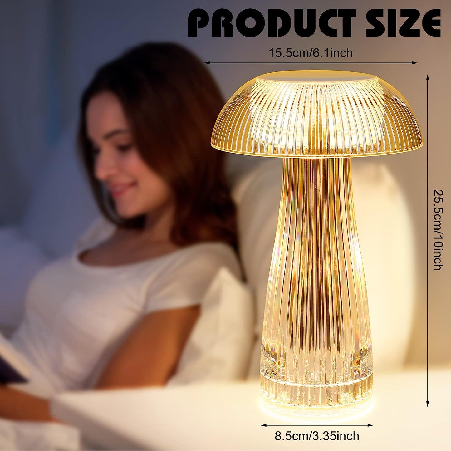 Crystal Jellyfish Shape LED Table Lamp With Touch Control (10 inch )