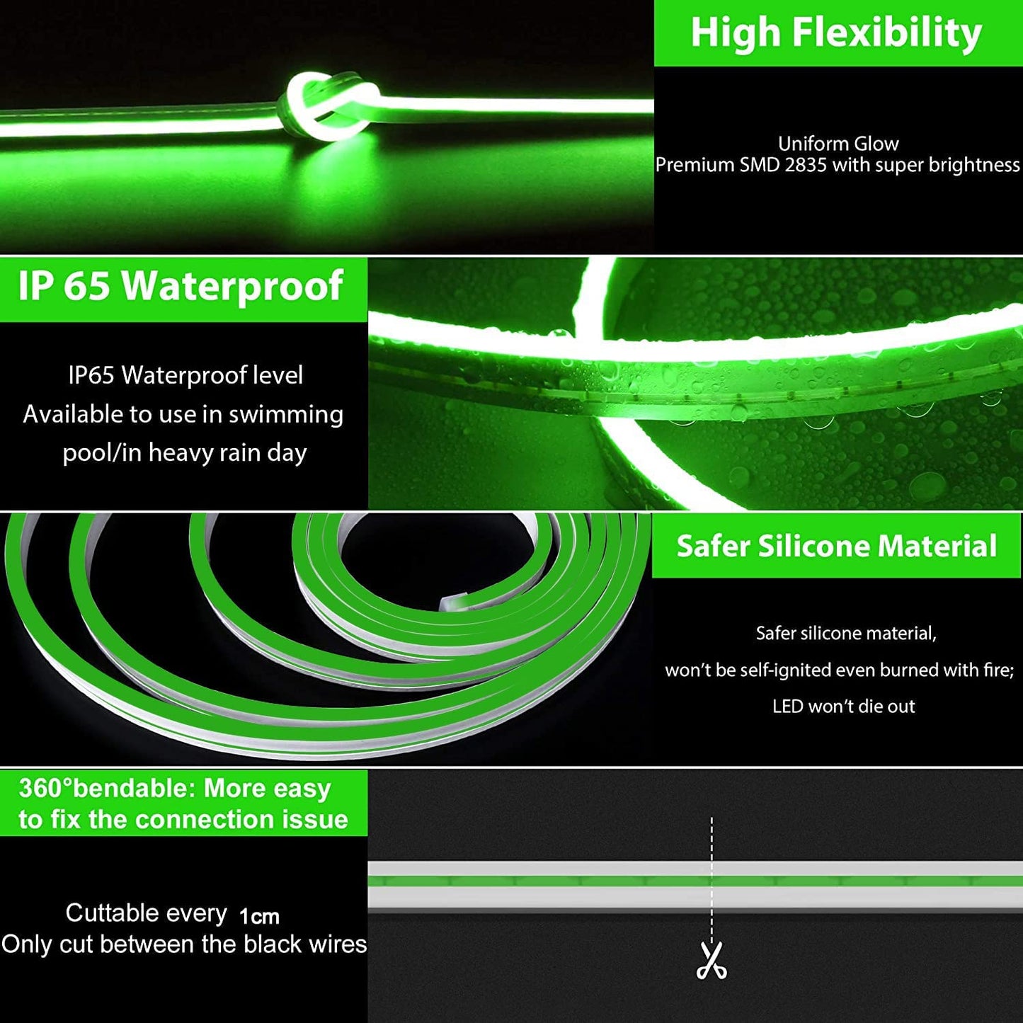 LED Neon Strip Lights - 5 Meter ( Green )