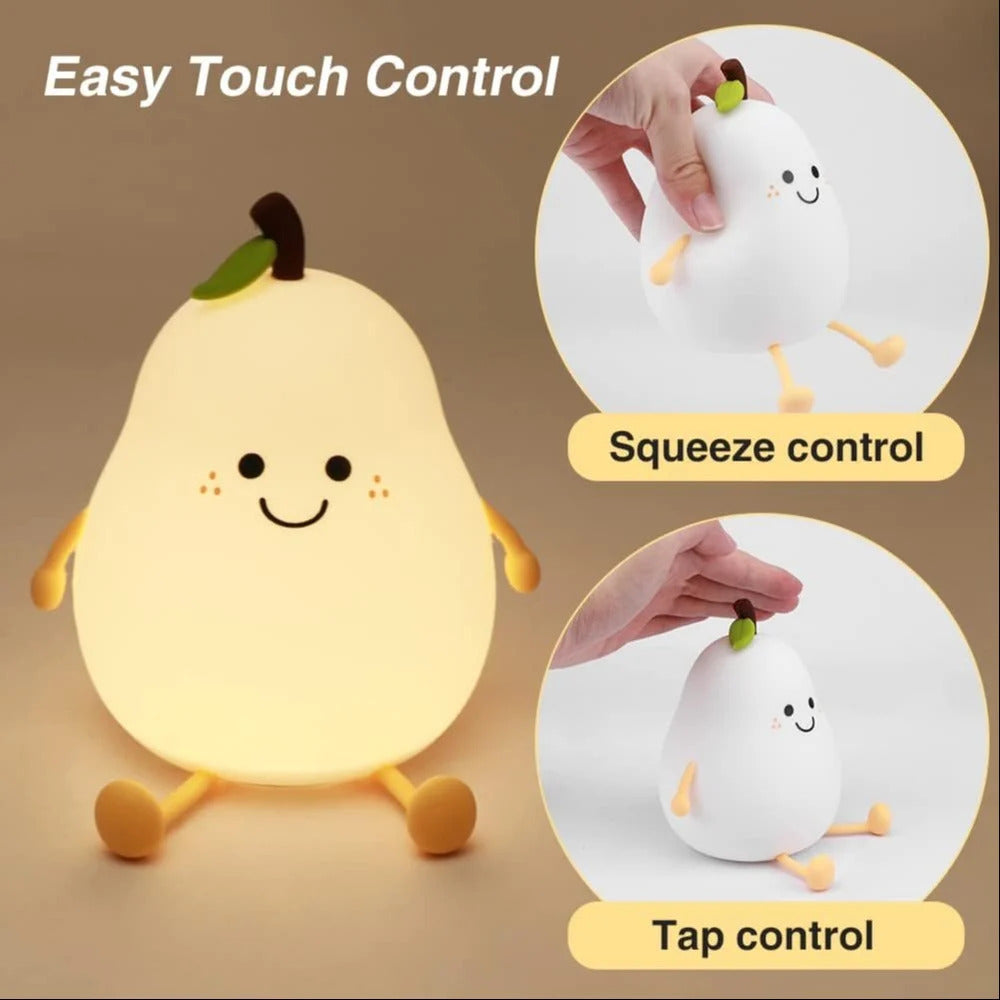 Soft Silicone Cute Pear Night Light-Multicolor