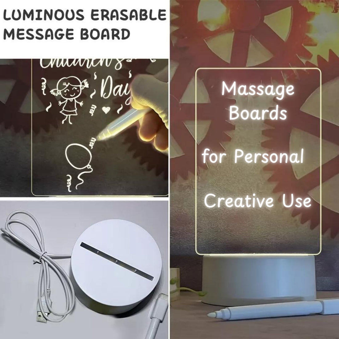 Acrylic Rectangle Writing Pad Table Lamp With Pen