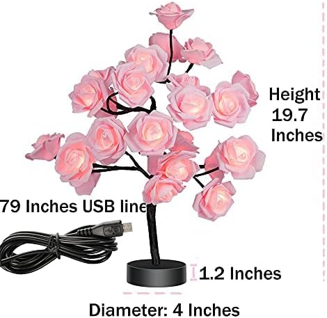 24 LED Rose Flower Tree Table Lamp (Pink)