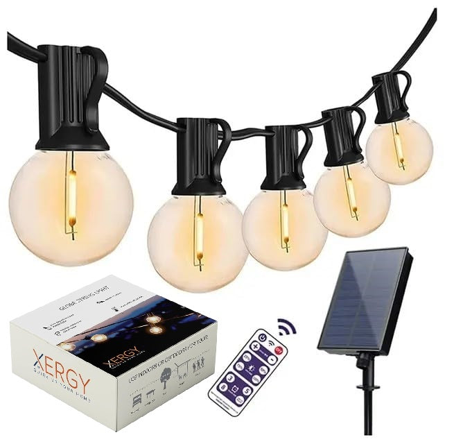 Solar Powered 25 Bulbs String Lights With Remote (8.2 m , Warm White )