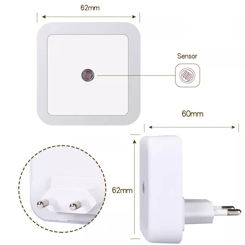 Plug-in LED Night Light With Auto Dusk-To-Dawn Sensor- 2pc ( Square, Cool White )
