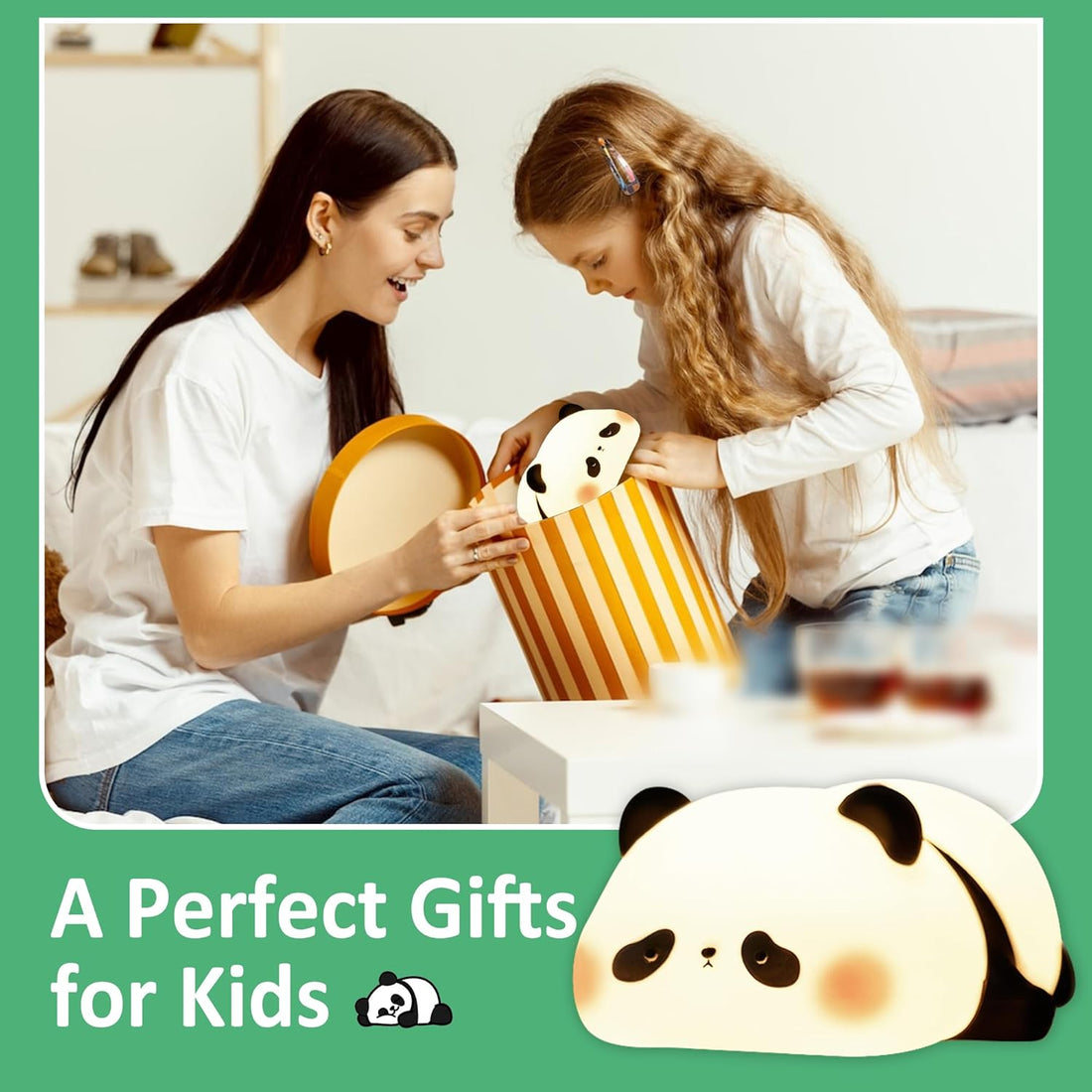 Soft Silicone Cute Sleeping Panda Night Light- Multicolor