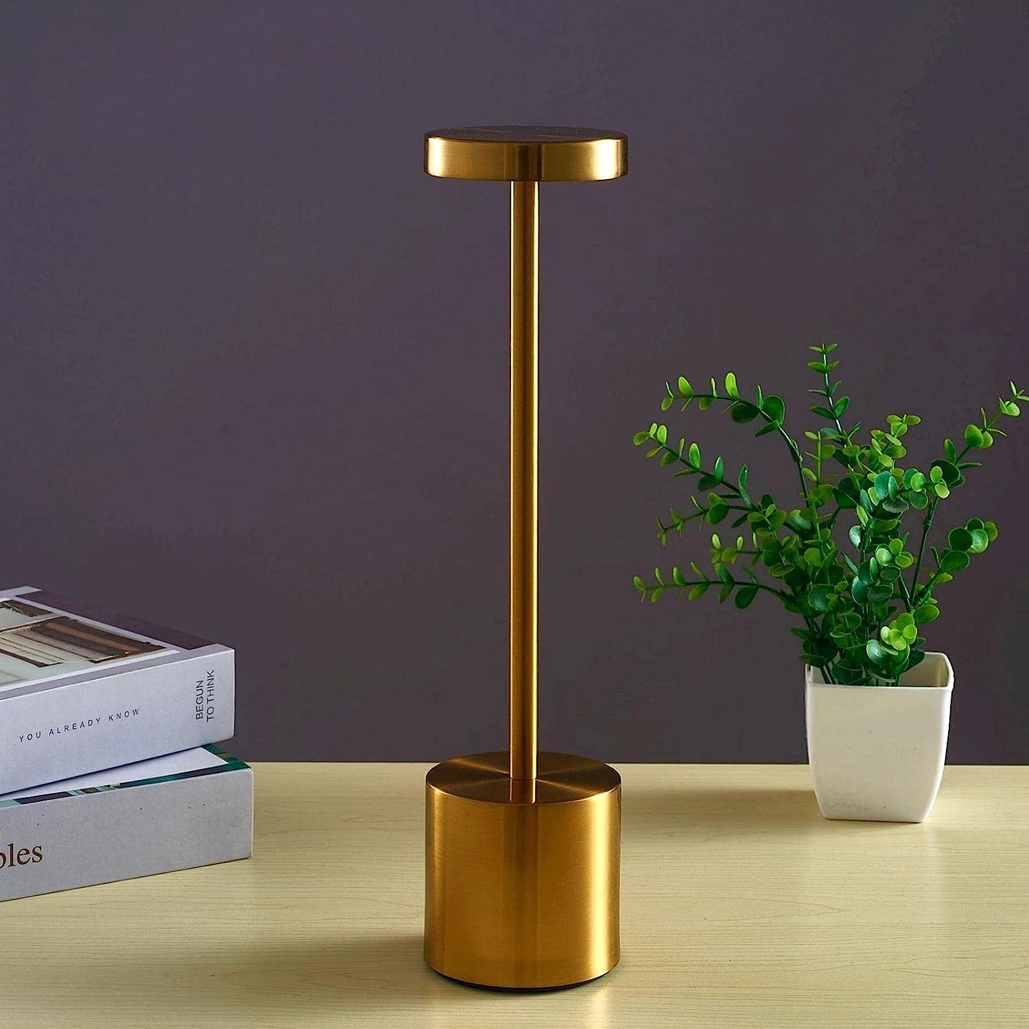 Portable LED Table Lamp With Touch Control (10.4 inch,  Gold)