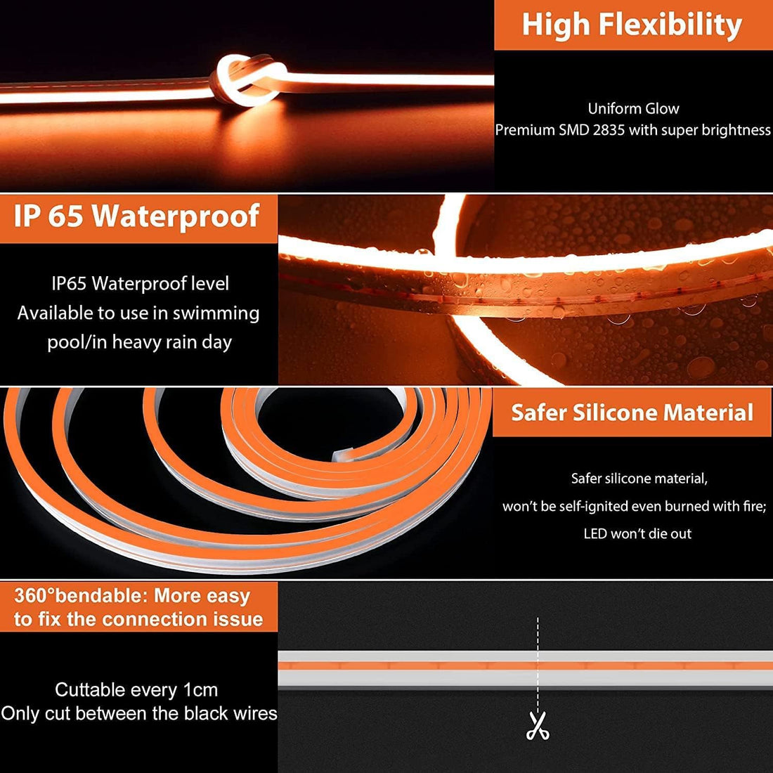 LED Neon Strip Lights - 5 Meter ( Orange )