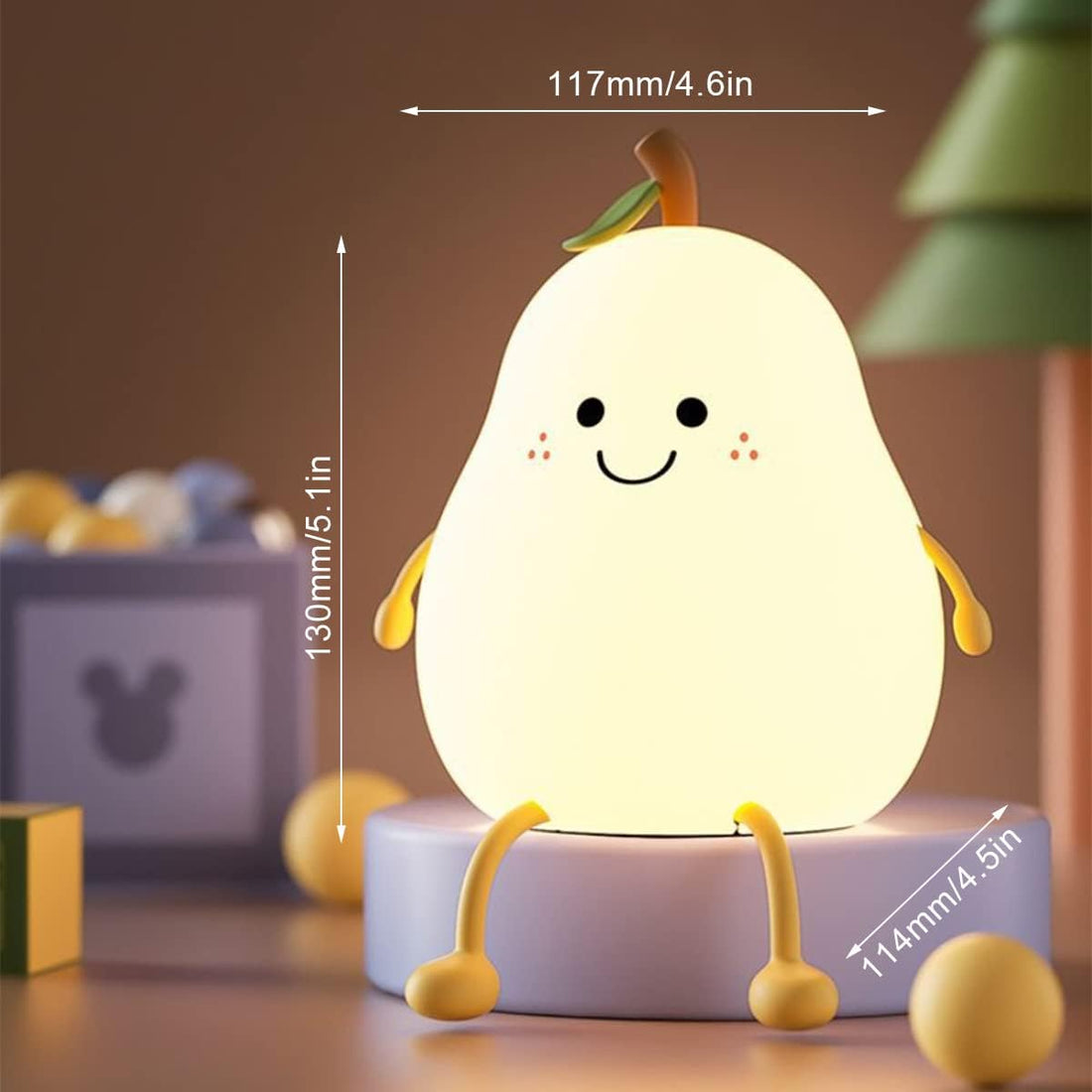 Soft Silicone Cute Pear Night Light-Multicolor
