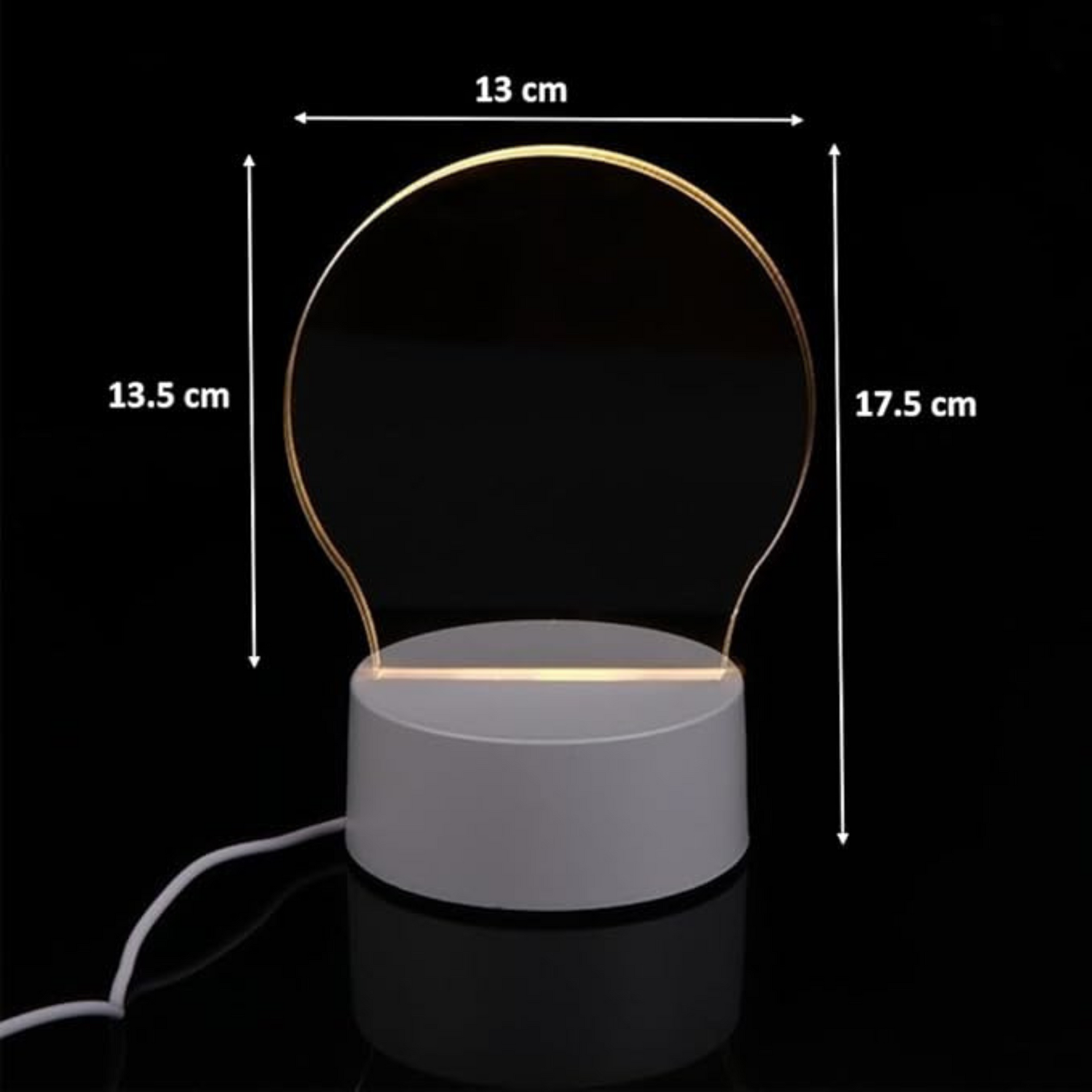 Acrylic Writing Board Table Lamp With Light & Pen - Round