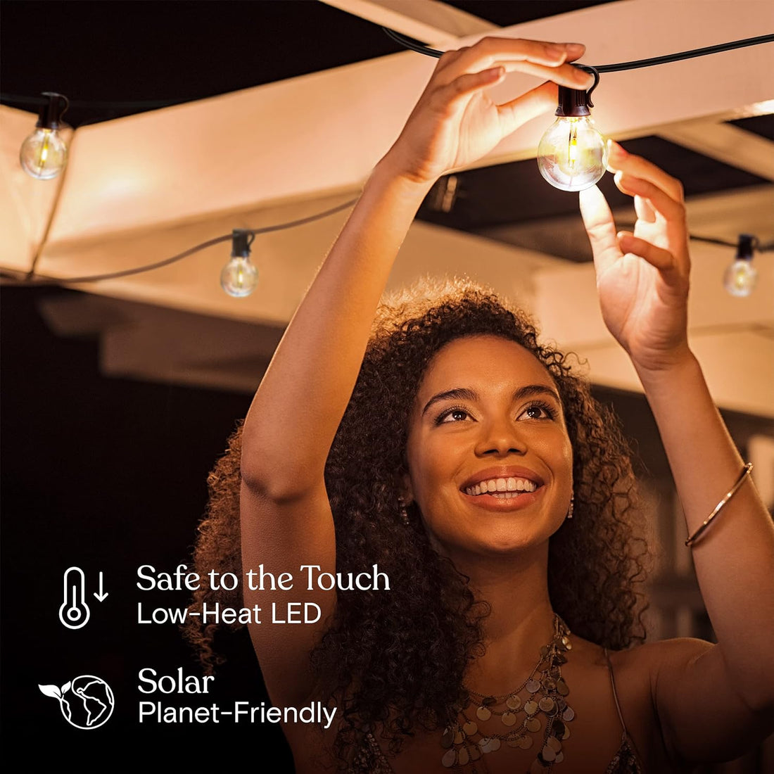 Solar Powered 25 Bulbs String Lights With Remote (8.2 m , Warm White )