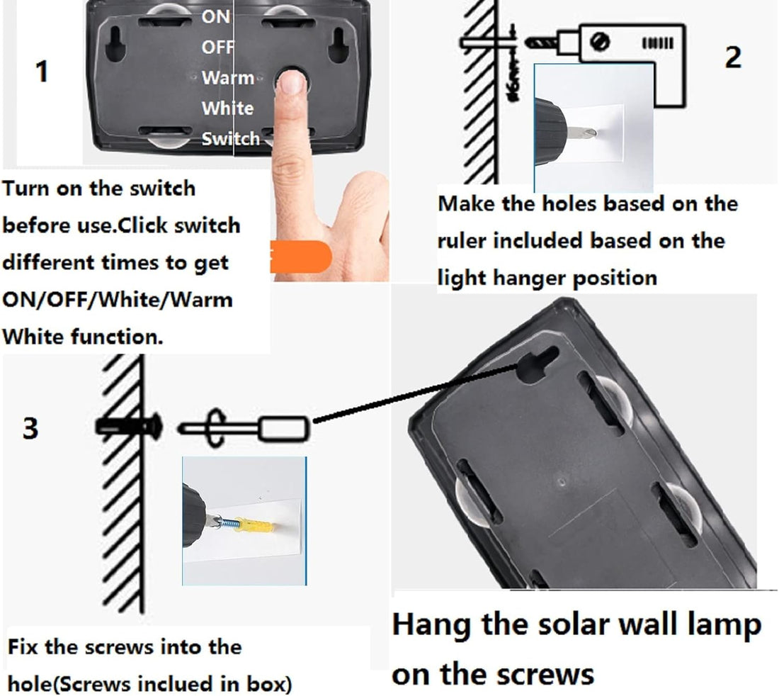 LED Solar Powered Wall Fence Light - Warm White