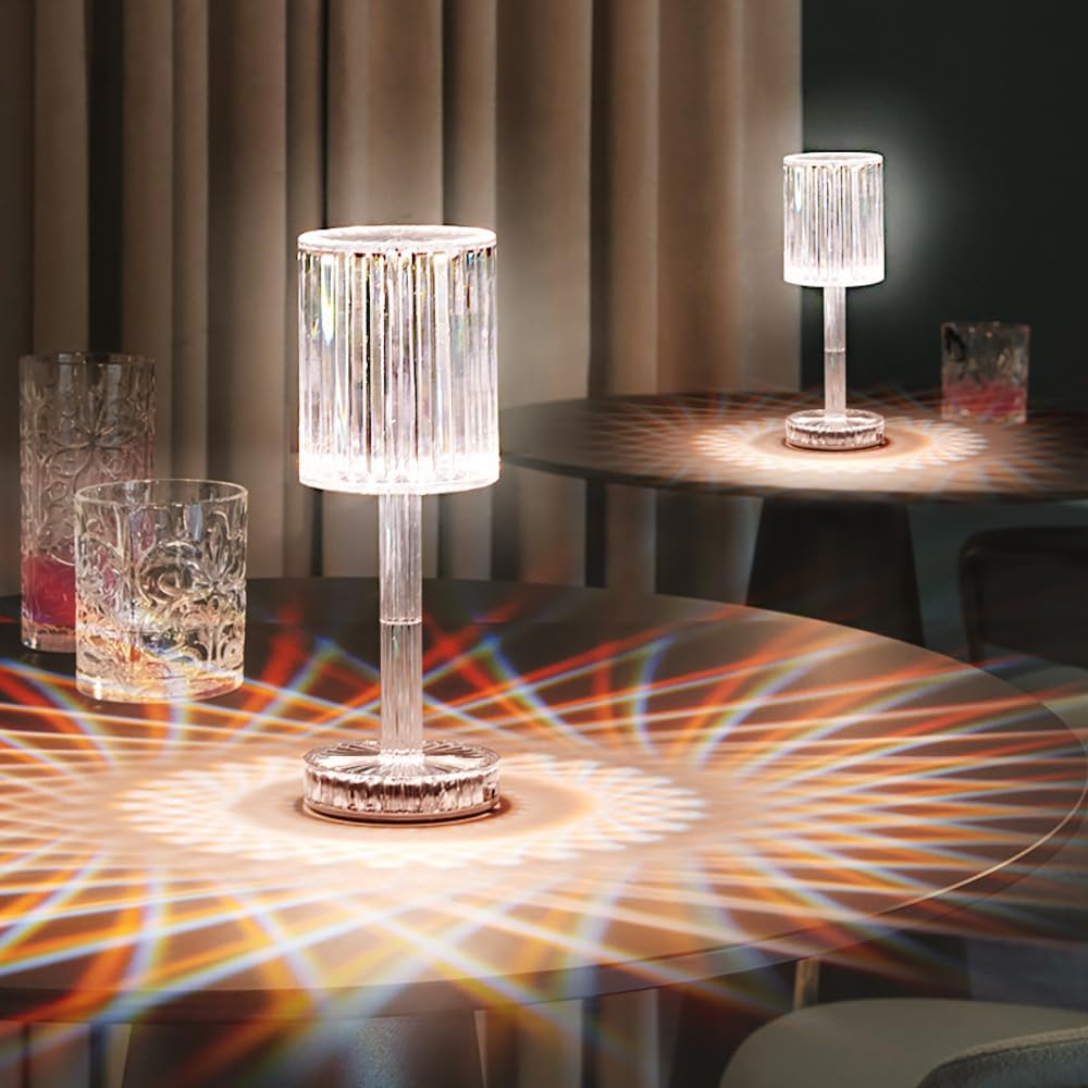 3 Color Changing Crystal Table Lamp With Touch Control (9.5 inch )