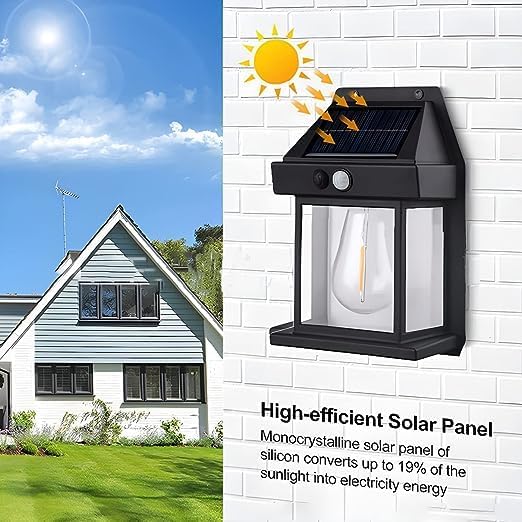 Solar Exterior Outdoor Wall LED Lamp With Motion Sensor ( Black )