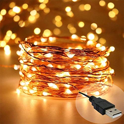USB Powered 50 LED Fairy String Lights - 5 Meter (Warm White)