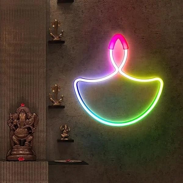 LED Neon Diya Light – Multicolor