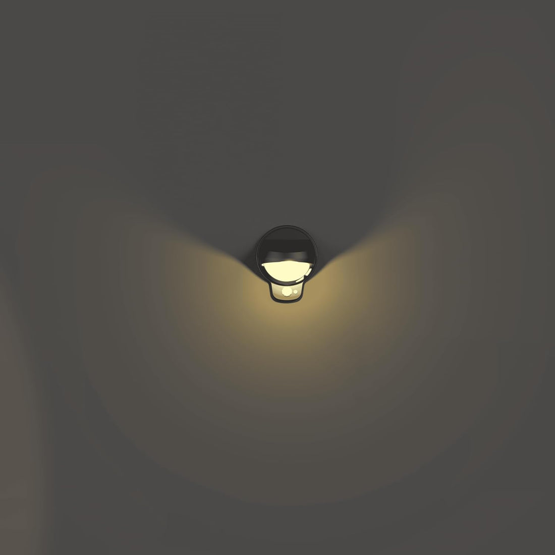 Modern Black Outdoor Solar Wall Light With Motion Sensor ( Oval )