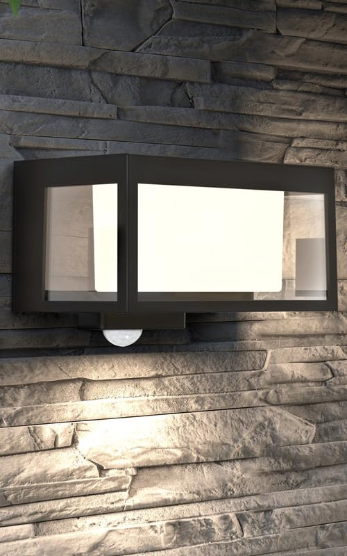 Modern Black Outdoor Solar Wall Light with Motion Sensor ( Box )