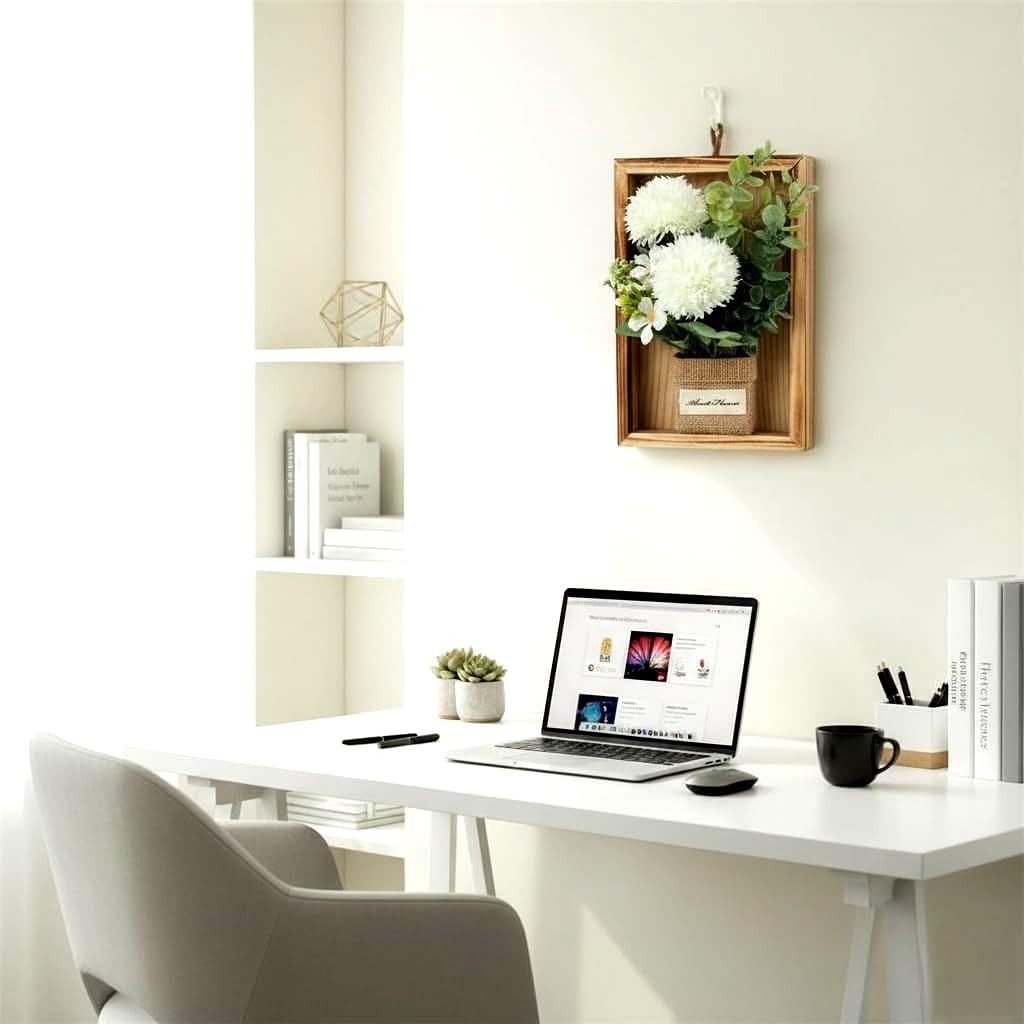 Artificial Chrysanths Wall Hanging Flower Frame - White