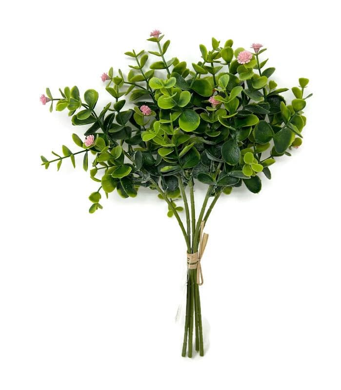 Artificial Eucalyptus Bouquet With Baby Breath Pink Flowers