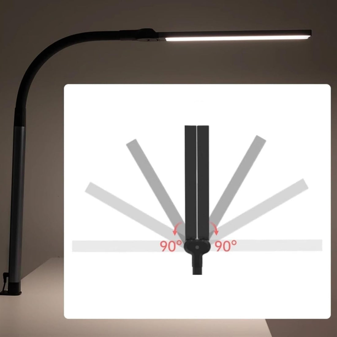 Double Head LED Desk Clamp Lamp Light- With Adjustable Arms