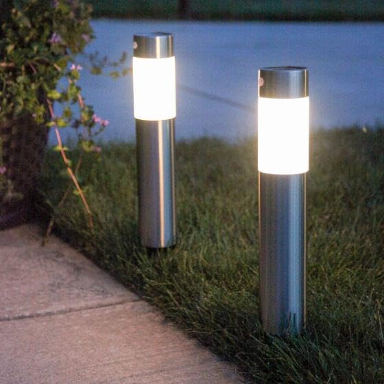 Aluminum Solar Bollard Pathway Lights (Pack of 2)